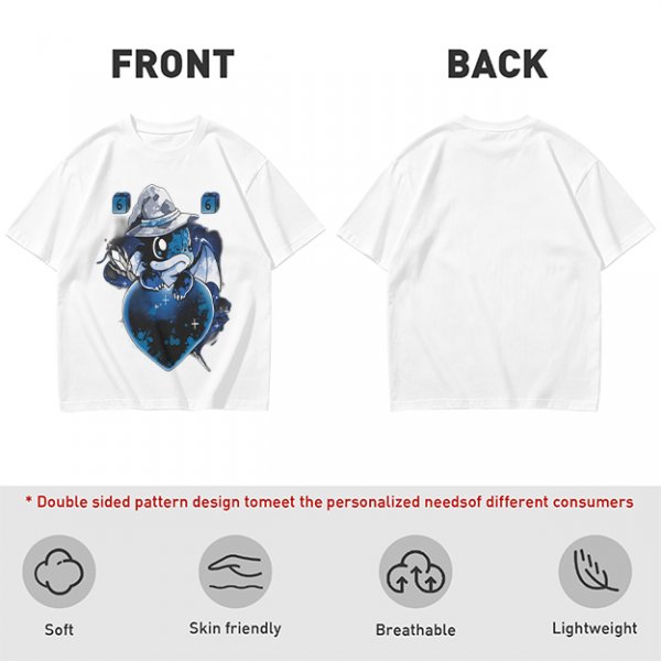 Olive T-Shirt With Cute Wizard Dragon On Starry Heart Print