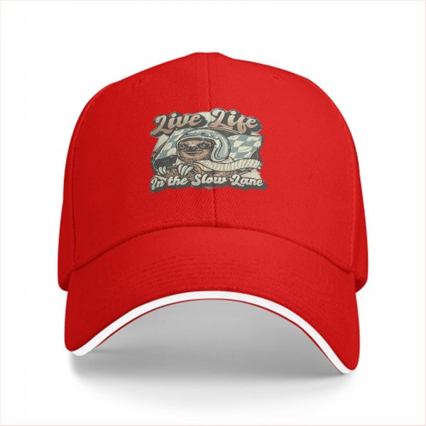 Live Life In The Slow Lane Sloth Graphic Baseball Cap