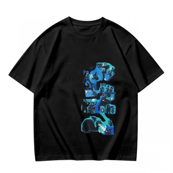 Olive Green T-Shirt with Blue Abstract Graphic Print