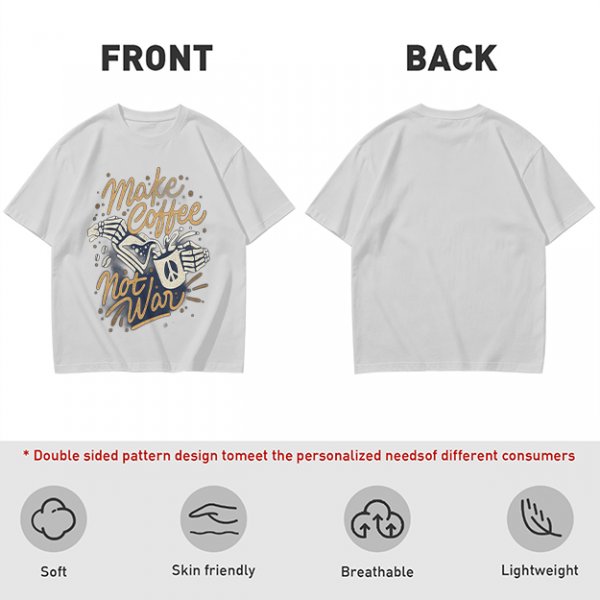 Make Coffee Not War Skeleton Hand Graphic T-Shirt