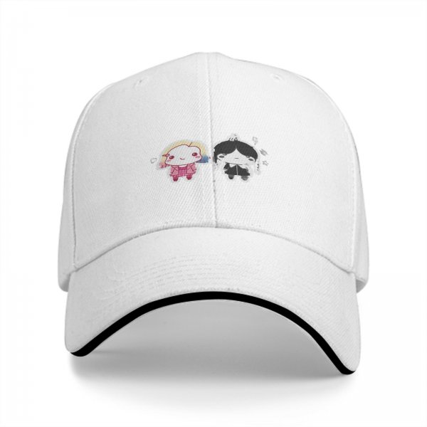 Black Baseball Cap With Cute Wednesday Addams And Enid Sinclair Chibi Art
