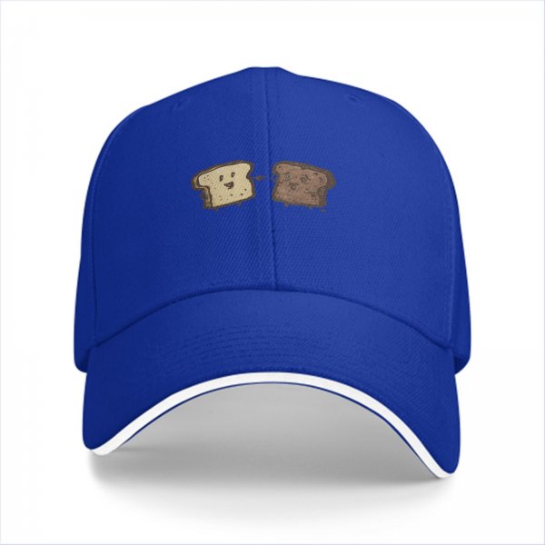 Black Baseball Cap With Cute Bread Slice Friends Graphic