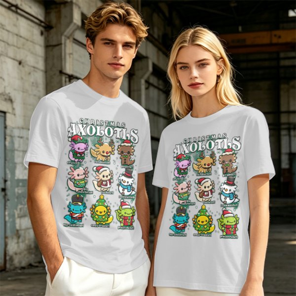 Christmas Axolotls Cute Holiday Graphic T-Shirt Design