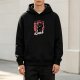 Black hoodie with 'I Make My Own Luck' black cat graphic