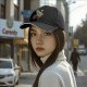 Black baseball cap with retro avocado traveler graphic