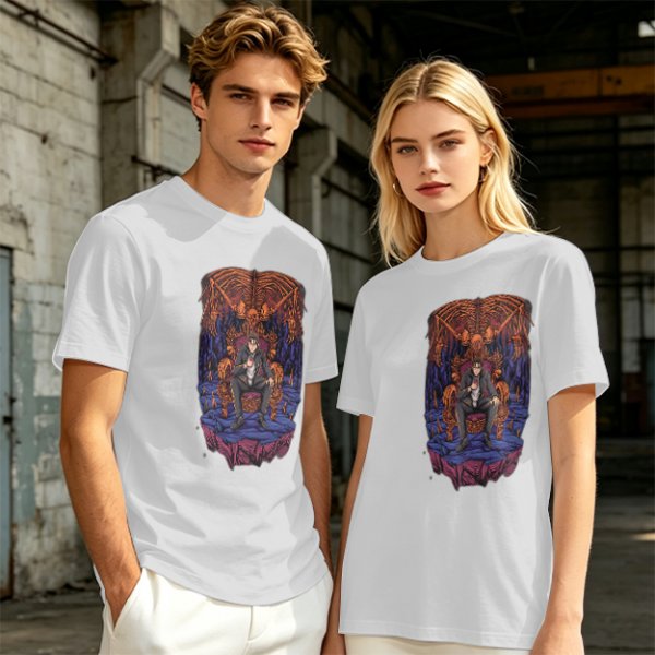 Olive Graphic T-Shirt With Dark Throne Skeleton Art Print