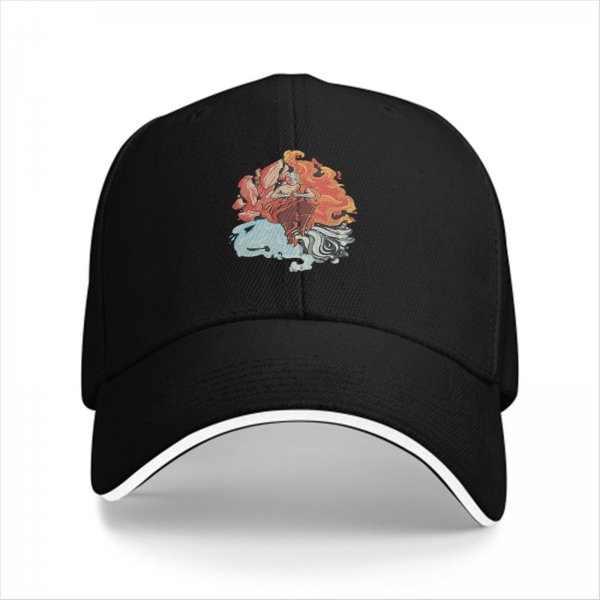 Black Baseball Cap With Elemental Fire And Water Art Print