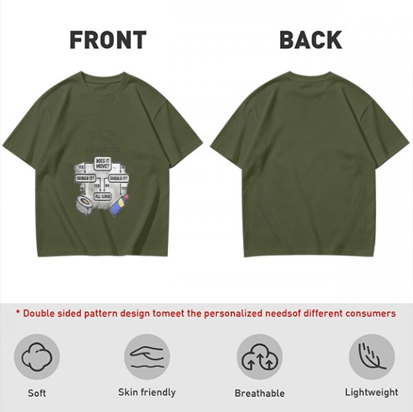 Funny duct tape and WD-40 flowchart graphic olive t-shirt