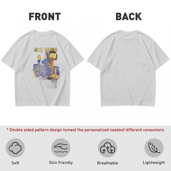 Olive T-Shirt with Shy Mage Wizard and Magical Artwork Print