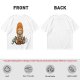 Olive T-shirt with cartoon muscular character meditating surrounded by candles
