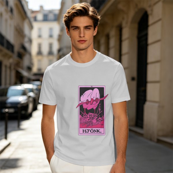 Olive T-Shirt With Tarot Card Style Goose Print HJÖNK