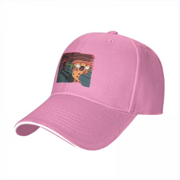 Black Baseball Cap With Screaming Pizza Slice Art Print