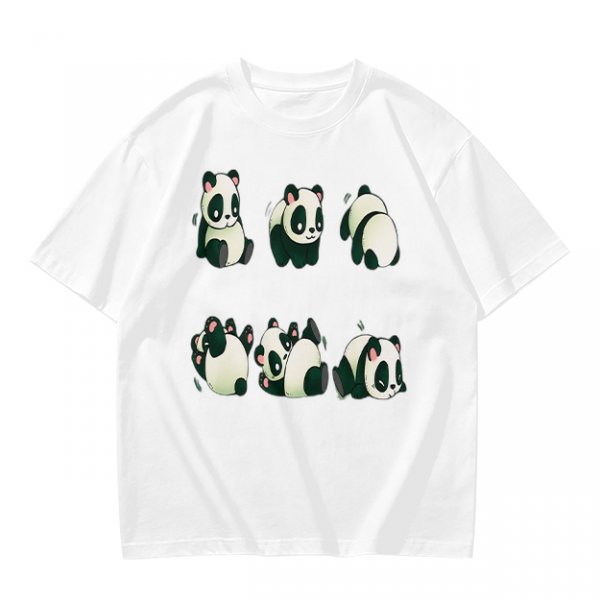 Olive T-Shirt With Cute Rolling Panda Graphic Prints