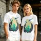 Anime Silhouette Graphic Olive Green Short Sleeve T-Shirt
