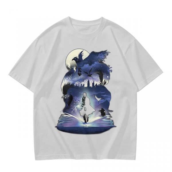 Olive T-Shirt With Magical Fantasy Creature Silhouette Art Print