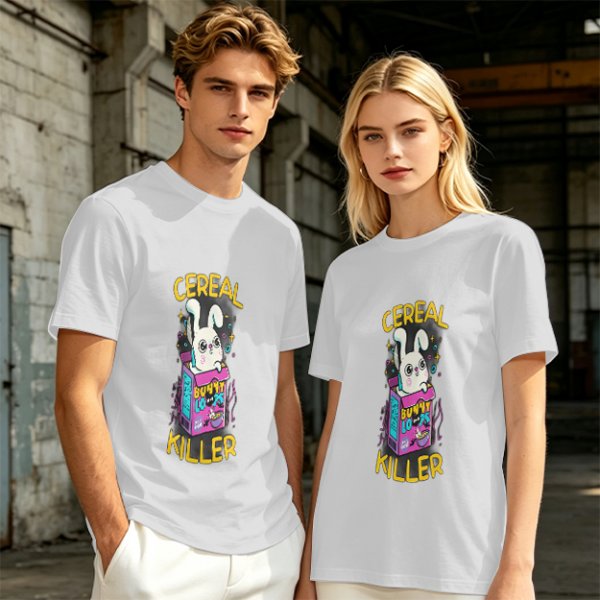 Olive T-Shirt With Cereal Killer Bunny Graphic Print