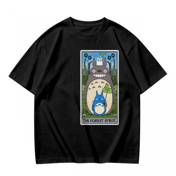 Olive T-shirt with My Neighbor Totoro Forest Spirit Tarot-style Print