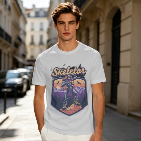 Outdoor Skeletor Hiking Graphic Olive T-Shirt
