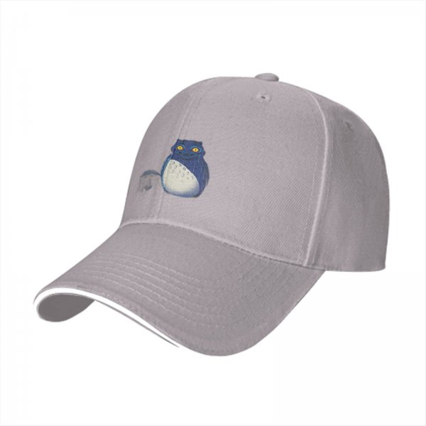 Black Baseball Cap With Blue Totoro Inspired Graphic Print