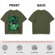 Olive Green Anime T-Shirt With Swordsman Character Artwork