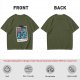 Olive t-shirt with monster polaroid print that says Normal Is Boring