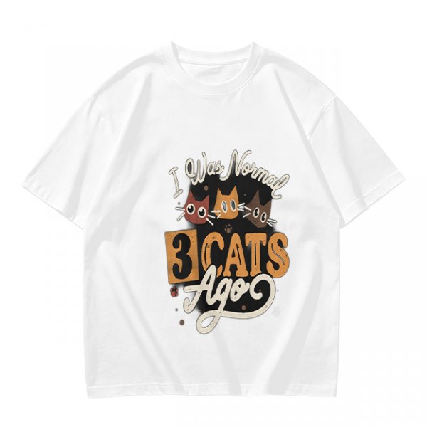 Olive Cat Lover T-Shirt With 'I Was Normal 3 Cats Ago' Print