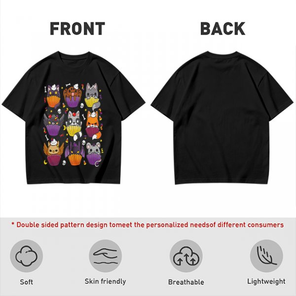 Halloween Animal Cupcake Graphic T-Shirt For Spooky Season