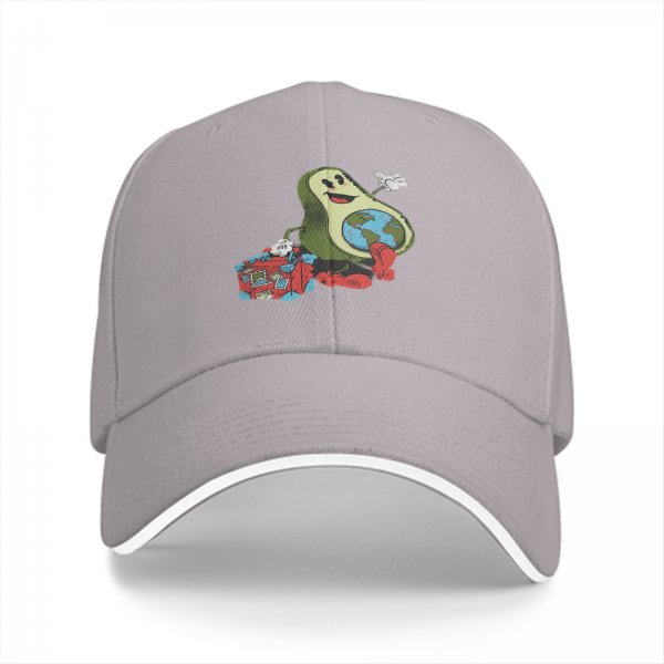 Black baseball cap with retro avocado traveler graphic