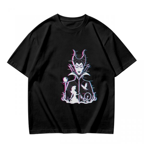 Olive T-shirt with Maleficent Glitch Art Print