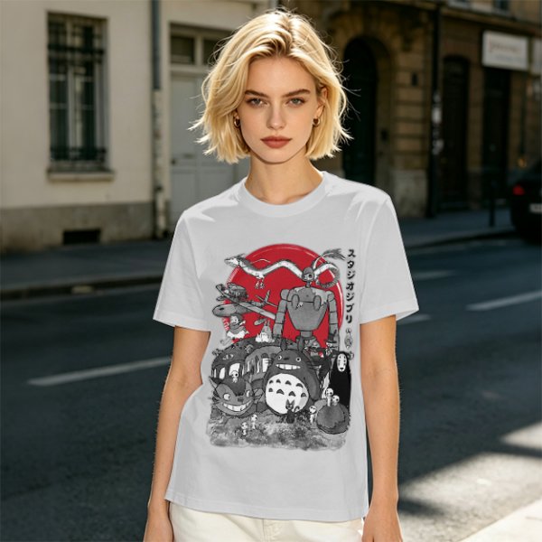 Studio Ghibli Characters Graphic Olive T-Shirt