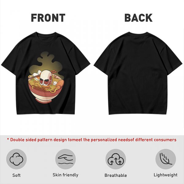 Olive T-Shirt With Skull Ramen Bowl Graphic