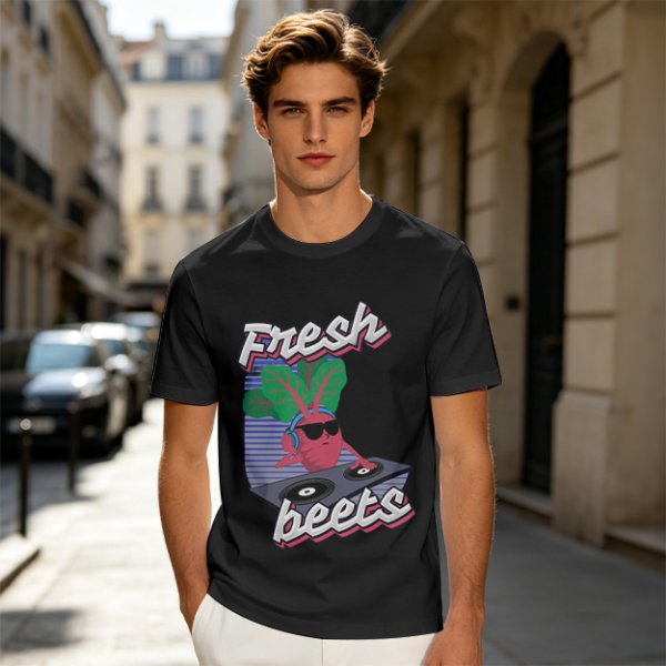 Olive T-Shirt with Fresh Beets DJ Graphic Print