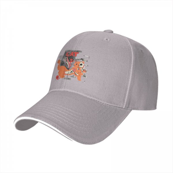 Black Baseball Cap With Funny Anatomy Of The Cat Graphic