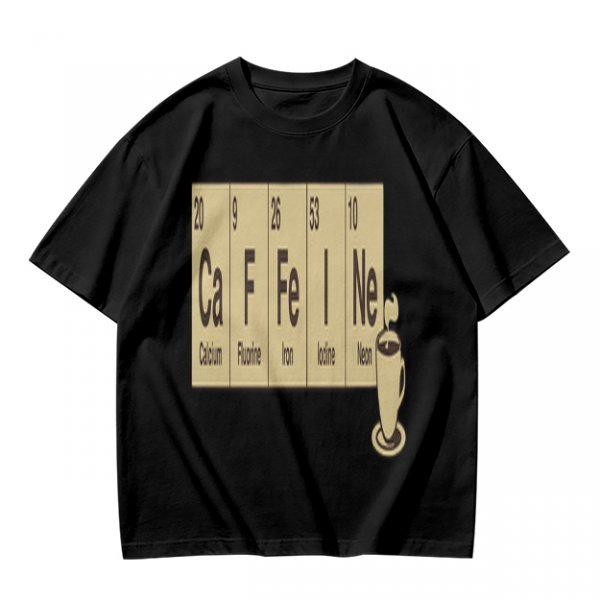 Olive Green T-Shirt With Periodic Table Caffeine Graphic