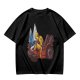 Olive T-Shirt With Cartoon Robot And Winged Vehicle Graphic