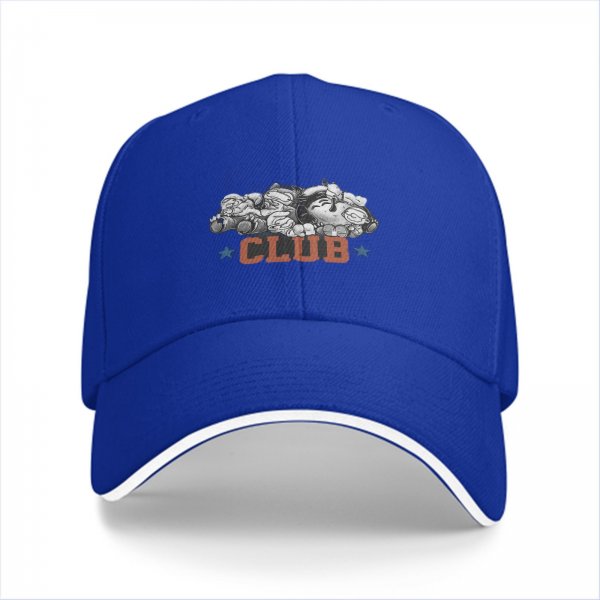 Black Baseball Cap with Cartoon Characters and CLUB Print