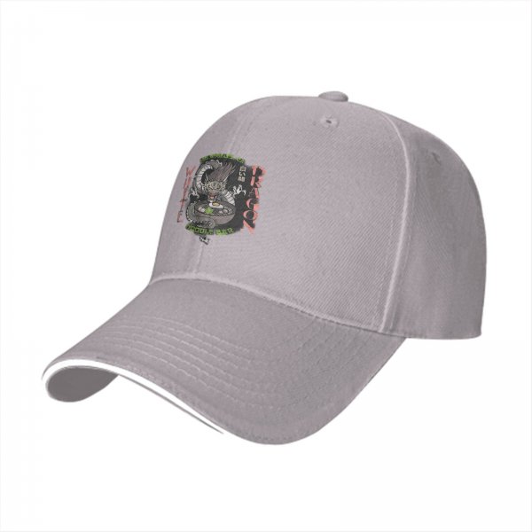 Black baseball cap with White Dragon Noodle Bar graphic design
