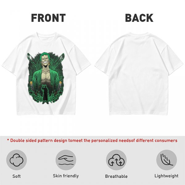 One Piece Roronoa Zoro Graphic Print Olive T-Shirt