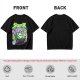 Olive T-shirt with spooky juice box graphic and playful skull art