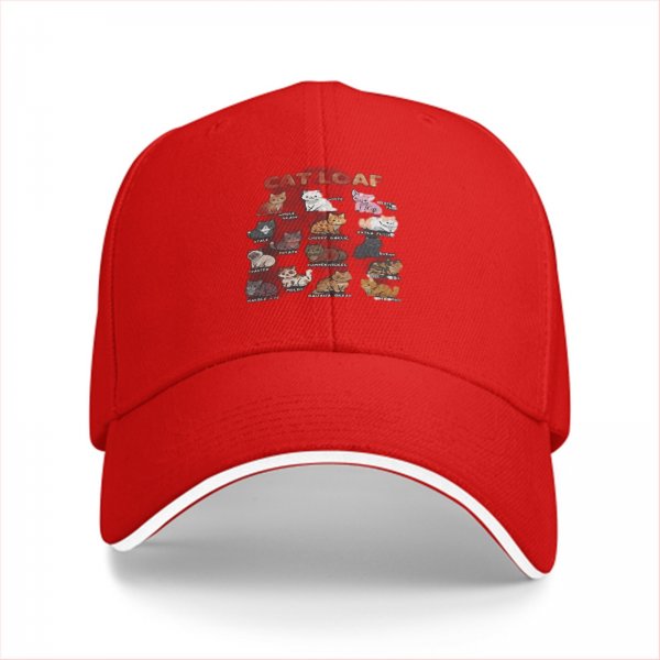 Black Baseball Cap With Cat Loaf Breeds Graphic Print