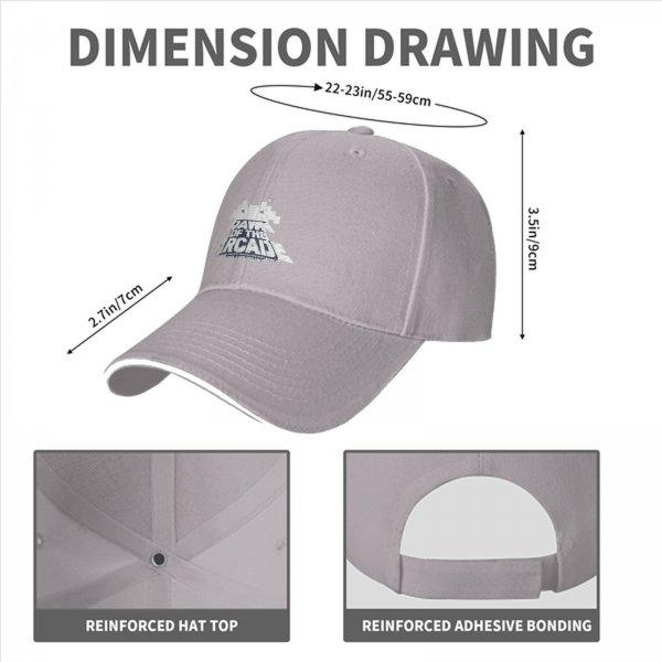 Black baseball cap with 'Dawn of the Arcade' and space invader graphic