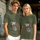Olive T-Shirt With Party Skull Wearing Pink Shutter Shades