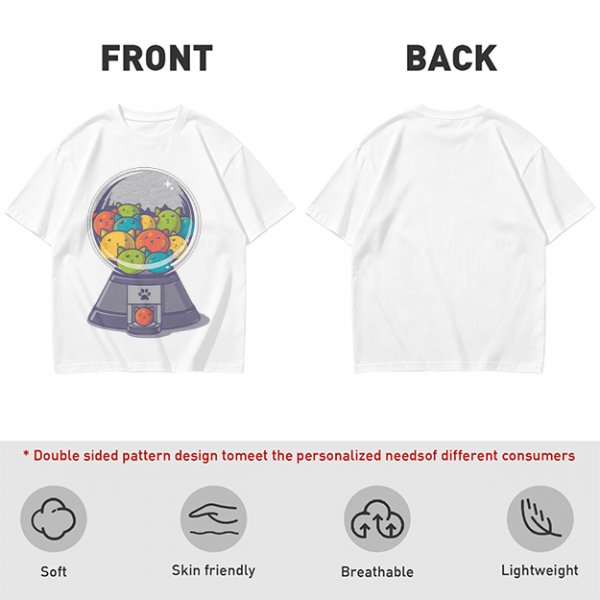 Olive T-Shirt With Cat Gumball Machine Artwork