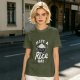Olive t-shirt with 'Have a Rice Day' and cute rice bowl graphic