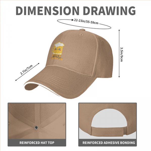 Black baseball cap with cute beer mug graphic and free chugs text