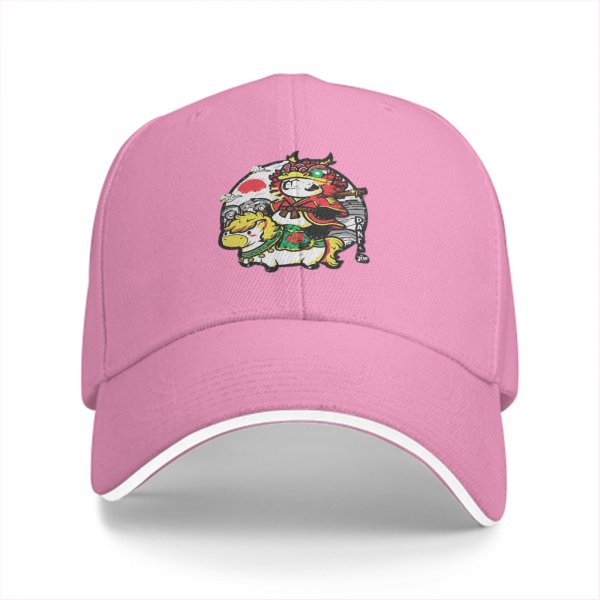 Black baseball cap with cute samurai panda riding a horse graphic
