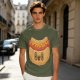 Olive T-Shirt With Cute Cartoon Hot Dog Graphic Print