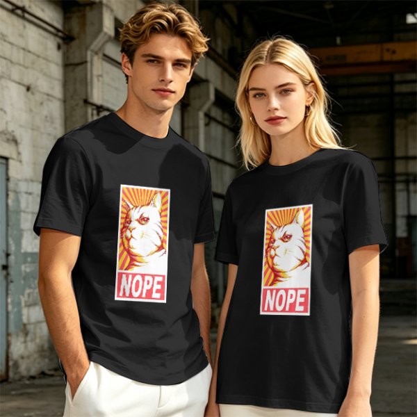Olive Green T-Shirt With Grumpy Cat 'NOPE' Propaganda Print