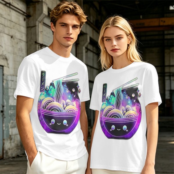 Olive T-Shirt With Galaxy Ramen Bowl Kawaii Graphic