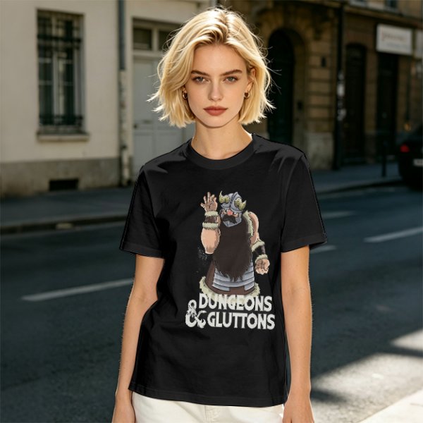 Olive T-Shirt with Dungeons & Gluttons Dwarf Viking Graphic